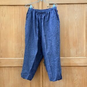 Flax Linen Pedal Pushers in Asphalt Sz L